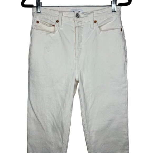 RE/DONE 90’s Originals High Waist Ankle Crop Jeans Vintage White Size 27 - Picture 5 of 16